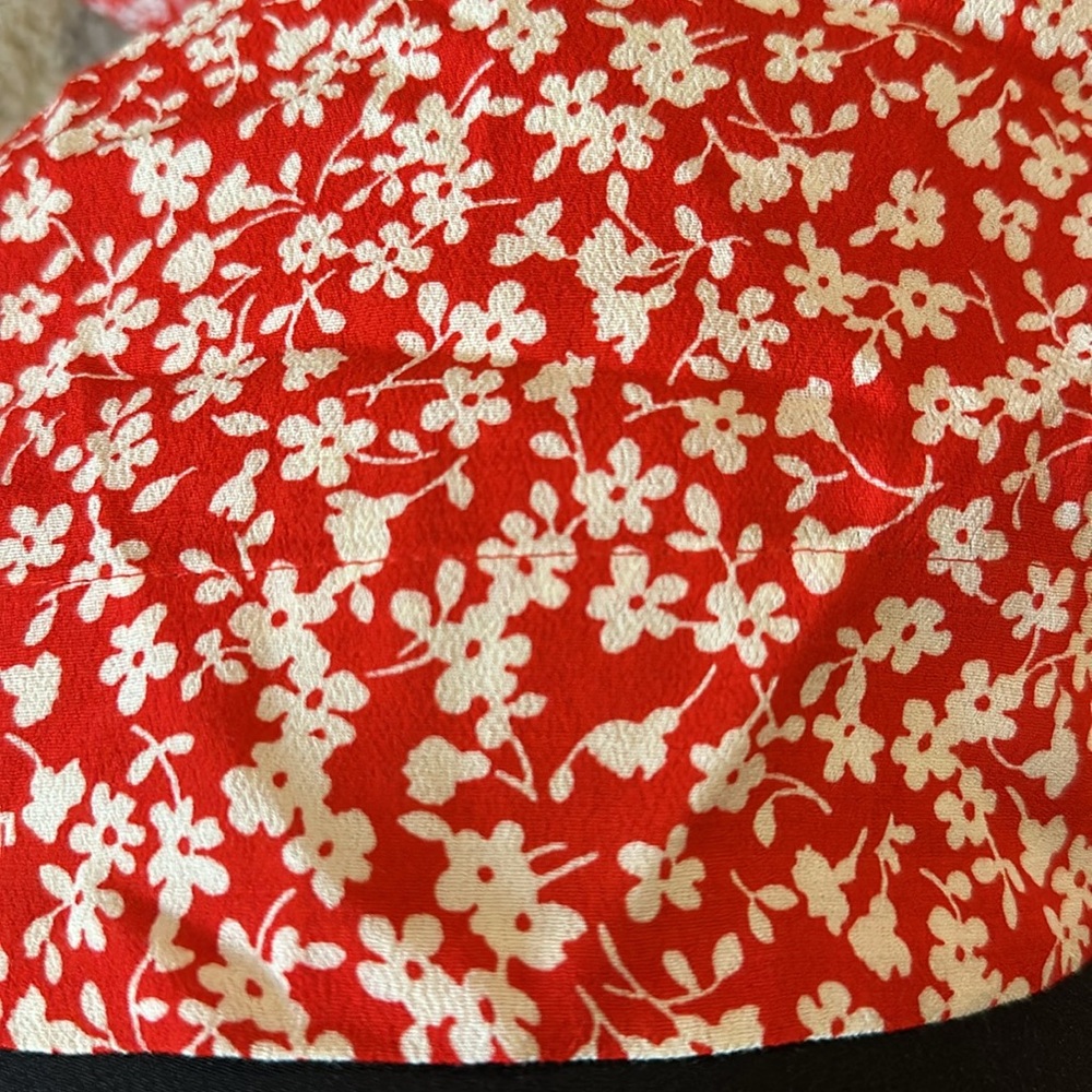 JCrew Red and White Flower Pattern Blouse - Picture 5 of 7